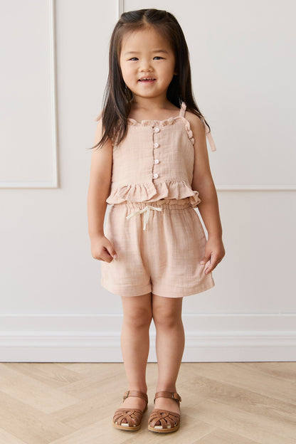 Organic Cotton Muslin Mirabel Top - Chalky Pink
