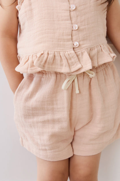 Organic Cotton Muslin Elodie Short - Chalky Pink