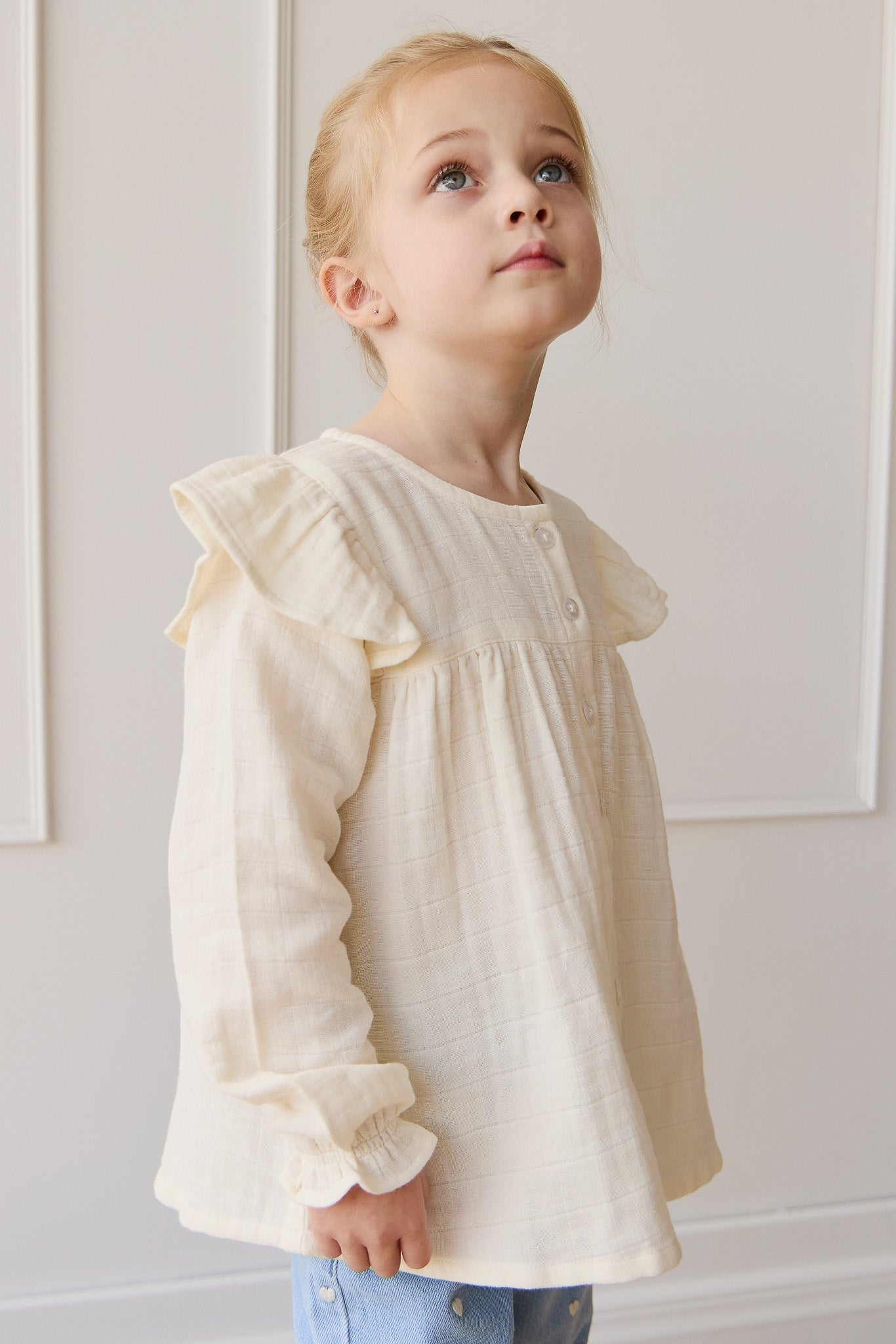 Organic Cotton Muslin Ava Blouse - Parchment