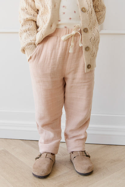 Organic Cotton Muslin Cordelia Pant - Chalky Pink