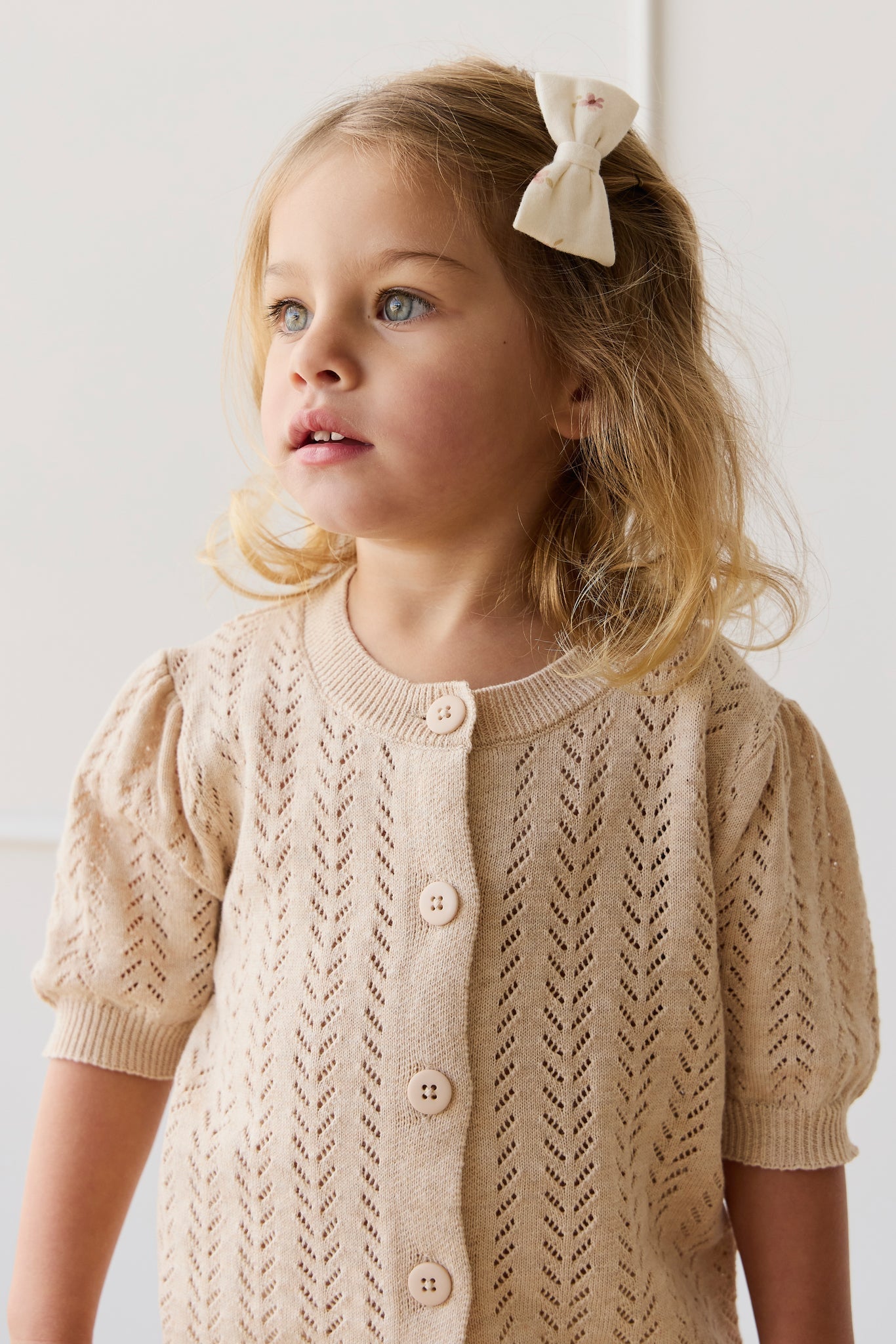 Organic Cotton Noelle 2pk Bow - Simple Flowers Egret