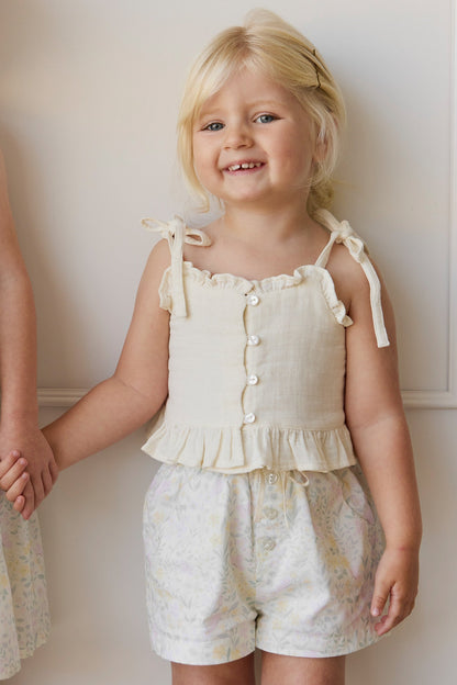 Organic Cotton Muslin Mirabel Top - Parchment