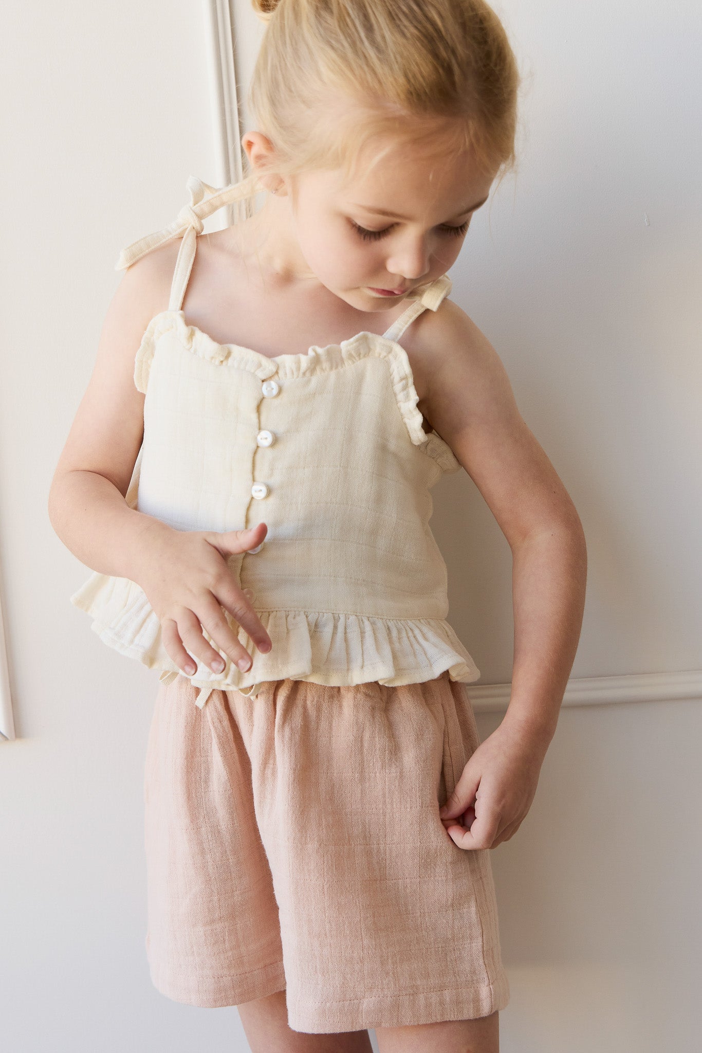 Organic Cotton Muslin Elodie Short - Chalky Pink