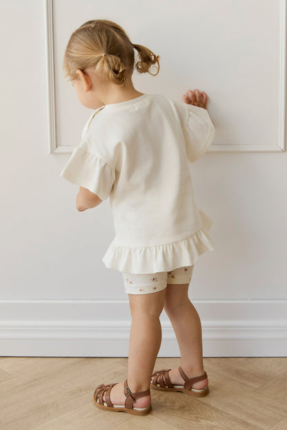 Organic Cotton Everyday Bike Short - Simple Flowers Egret