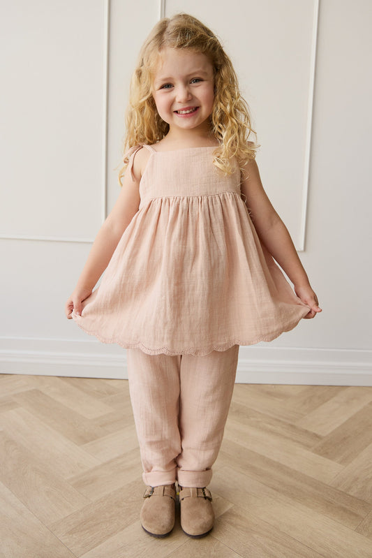 Organic Cotton Muslin Briella Top - Chalky Pink