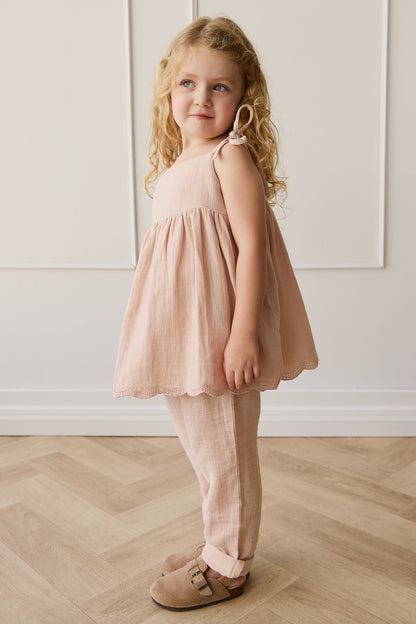Organic Cotton Muslin Briella Top - Chalky Pink