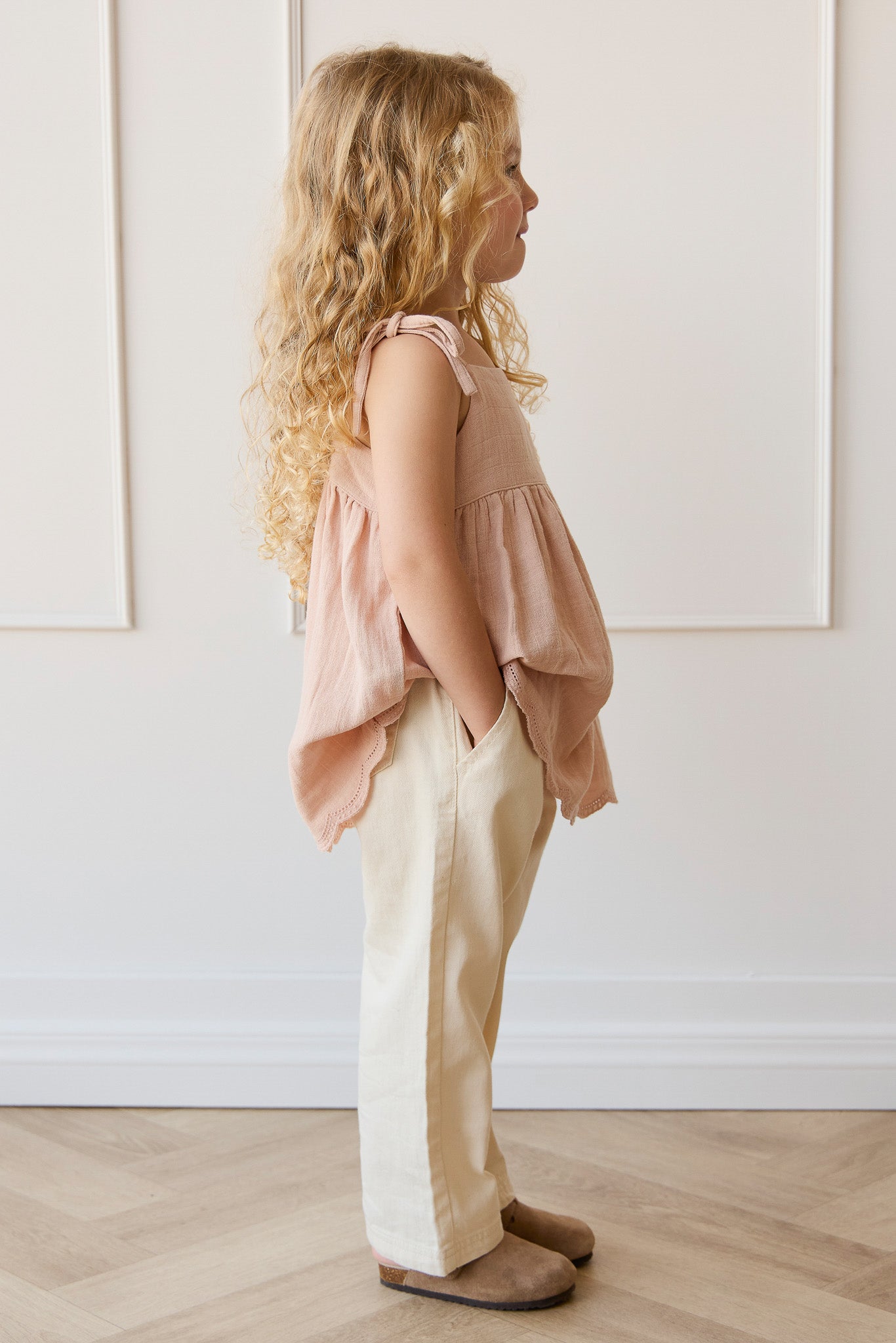 Organic Cotton Muslin Briella Top - Chalky Pink