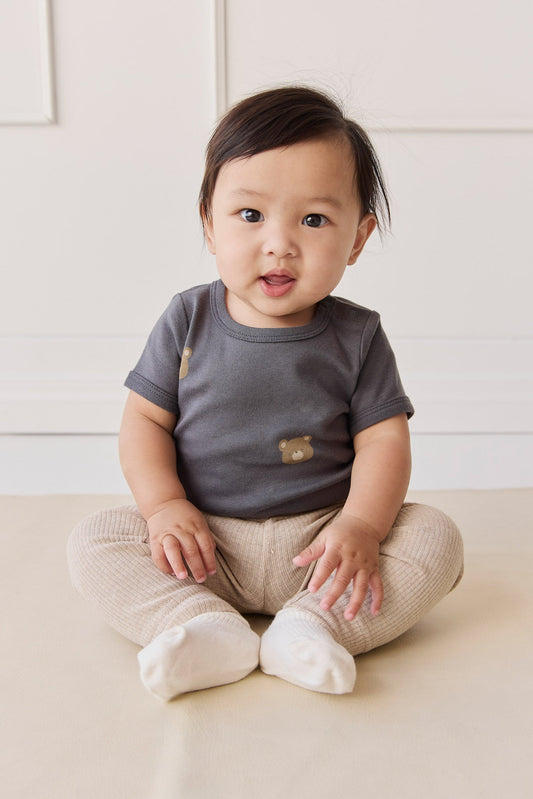 Organic Cotton Hudson Short Sleeve Bodysuit - Bobbie Bears Black Oyster