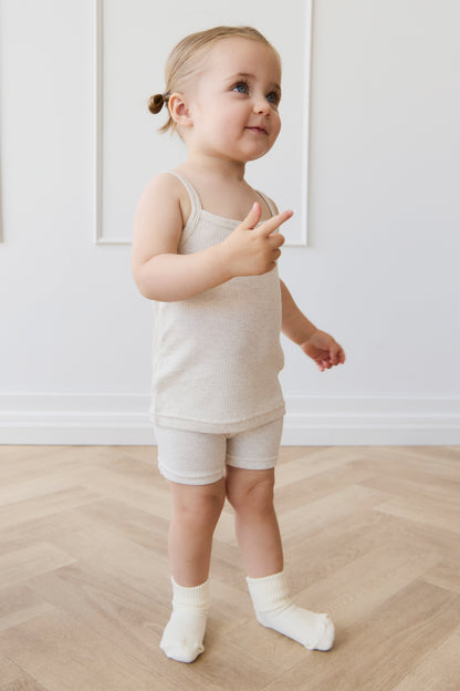 Organic Cotton Modal Elisa Bike Short - Oatmeal Marle