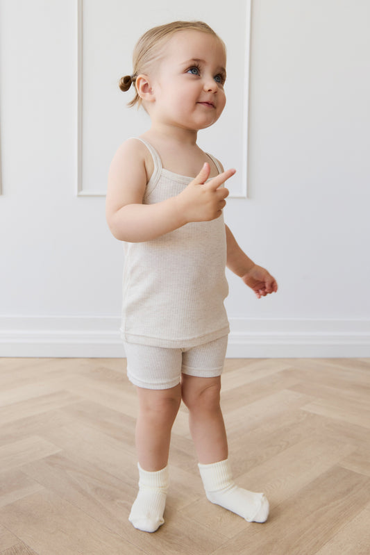 Organic Cotton Modal Elisa Bike Short - Oatmeal Marle