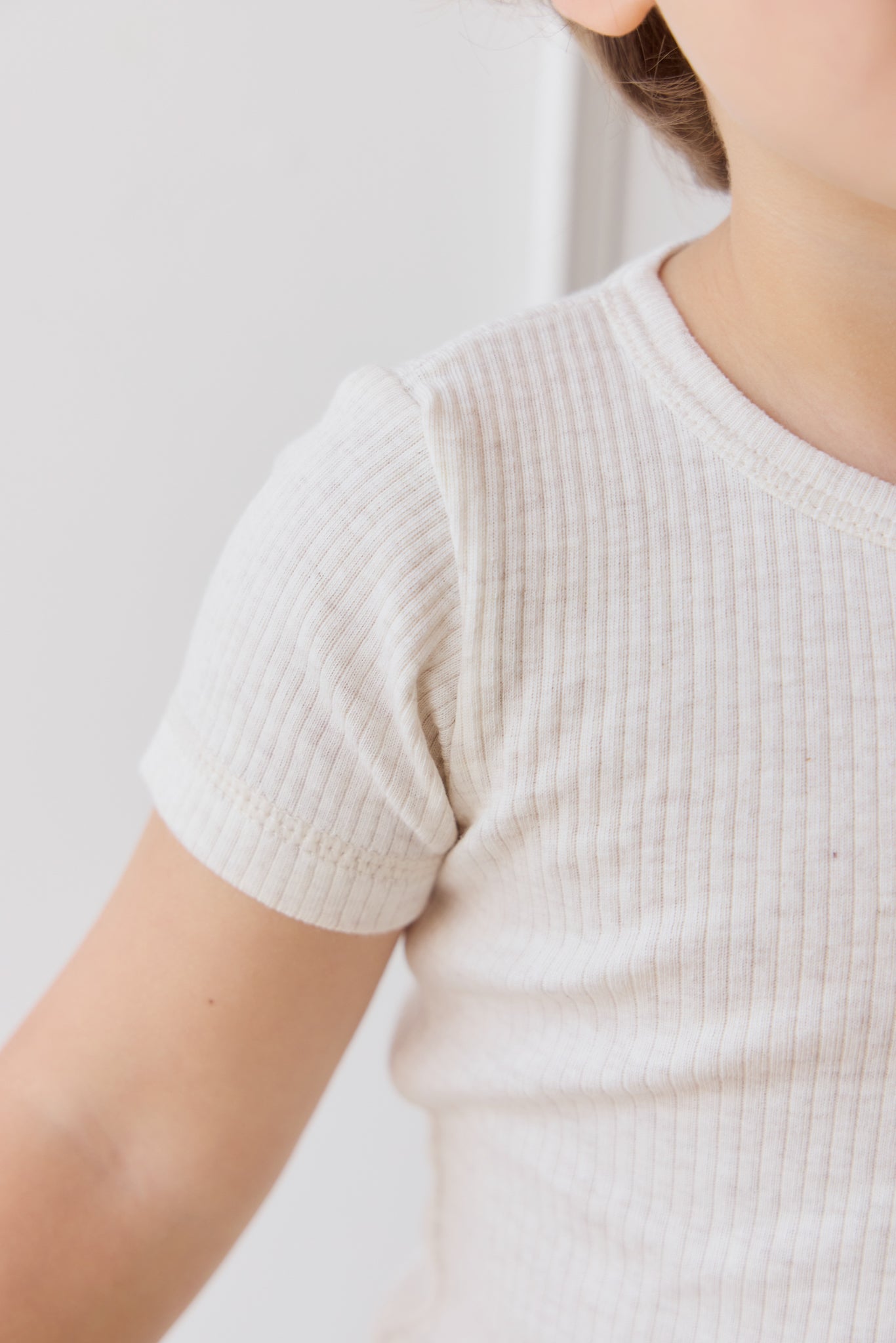 Organic Cotton Modal Henley Tee - Oatmeal Marle