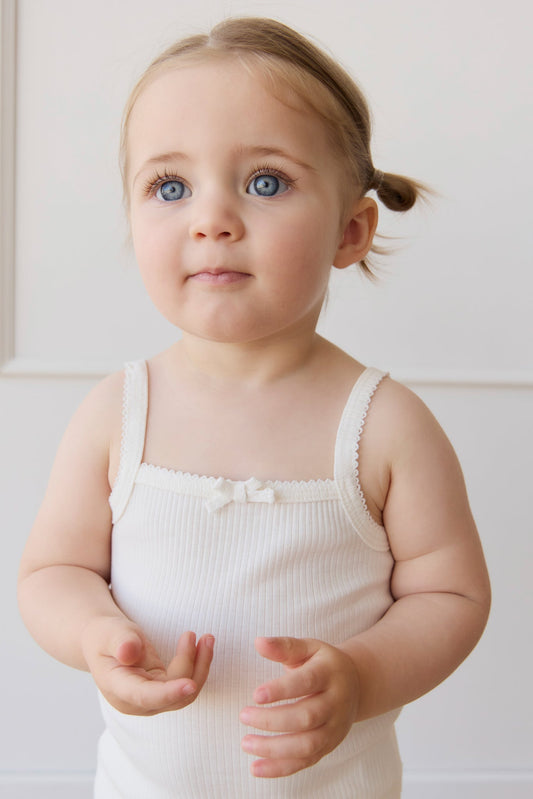 Organic Cotton Modal Singlet - Milk