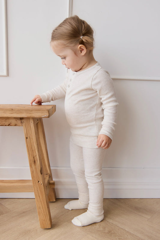 Organic Cotton Modal Everyday Legging - Oatmeal Marle