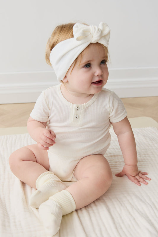 Organic Cotton Modal Darcy Rib Tee Bodysuit - Milk