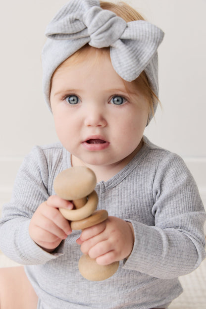 Organic Cotton Modal Long Sleeve Bodysuit - Light Grey Marle