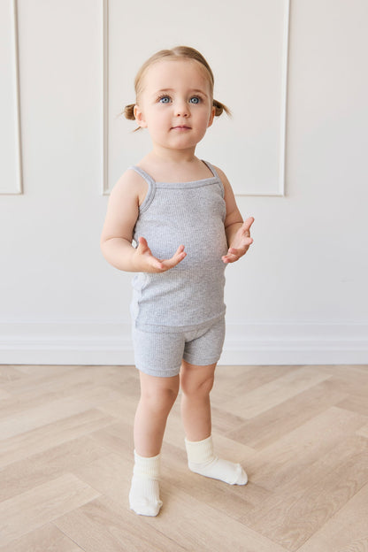 Organic Cotton Modal Singlet - Light Grey Marle