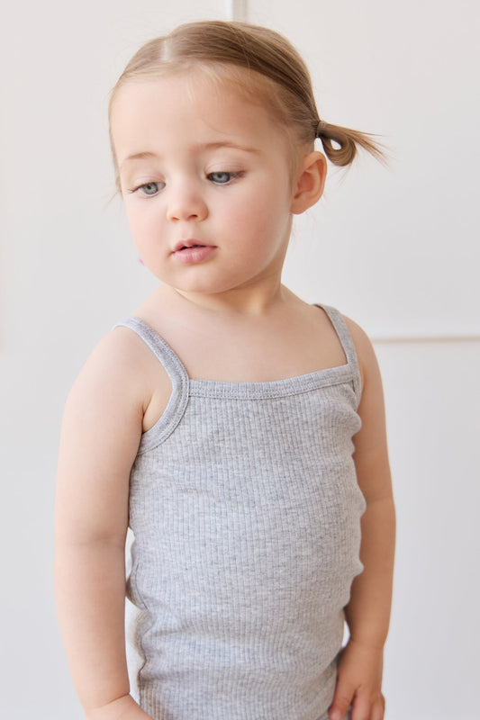 Organic Cotton Modal Singlet - Light Grey Marle