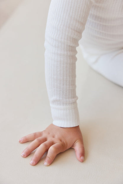Organic Cotton Modal Long Sleeve Henley - Milk
