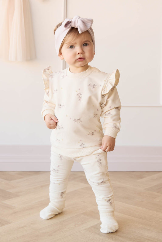 Organic Cotton Morgan Track Pant - Playful Kittens Whisper White Large