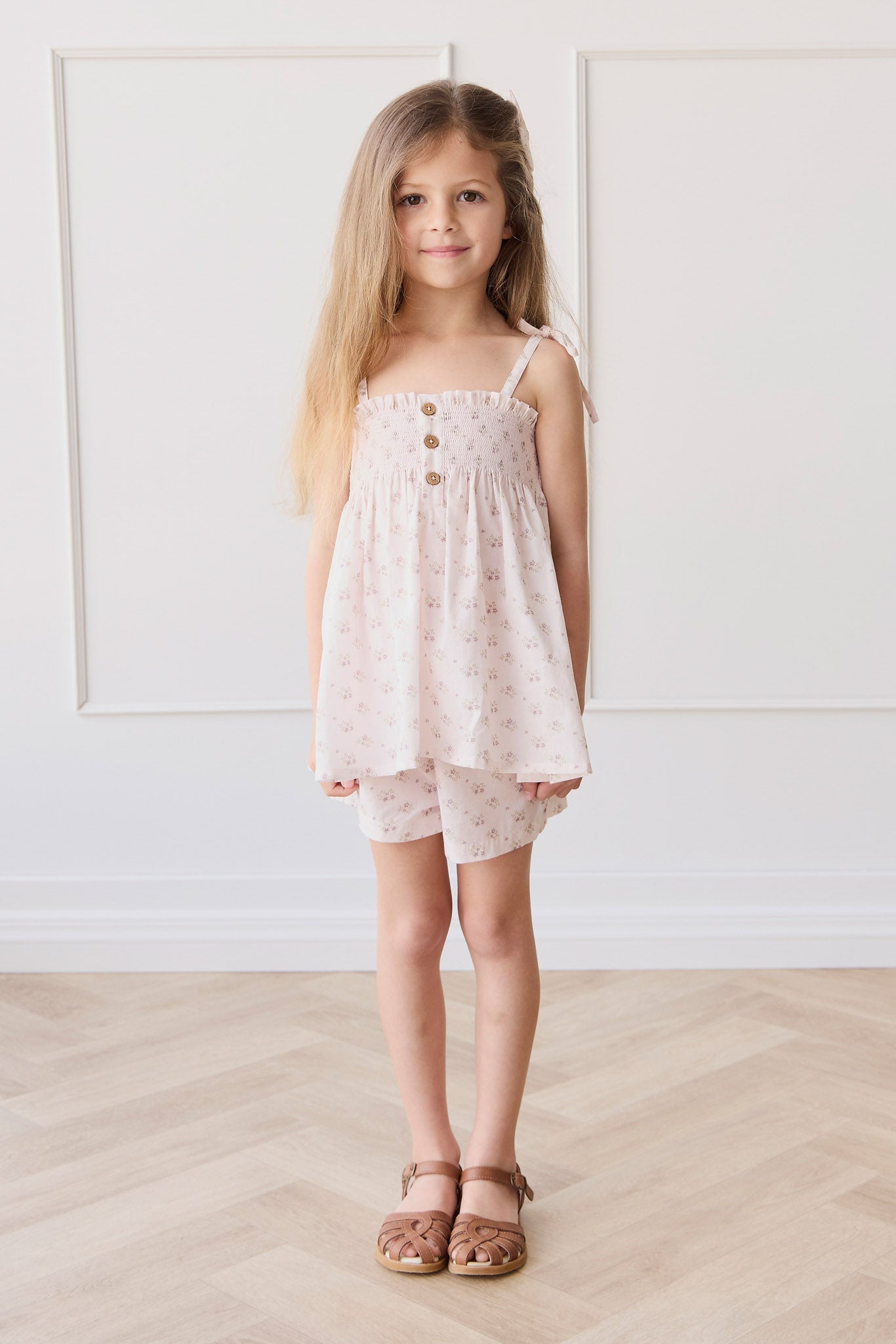 Organic Cotton Ellie Top - Rose Floral Pink