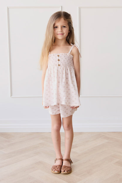 Organic Cotton Ellie Top - Rose Floral Pink