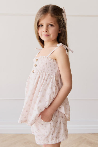 Organic Cotton Ellie Top - Rose Floral Pink