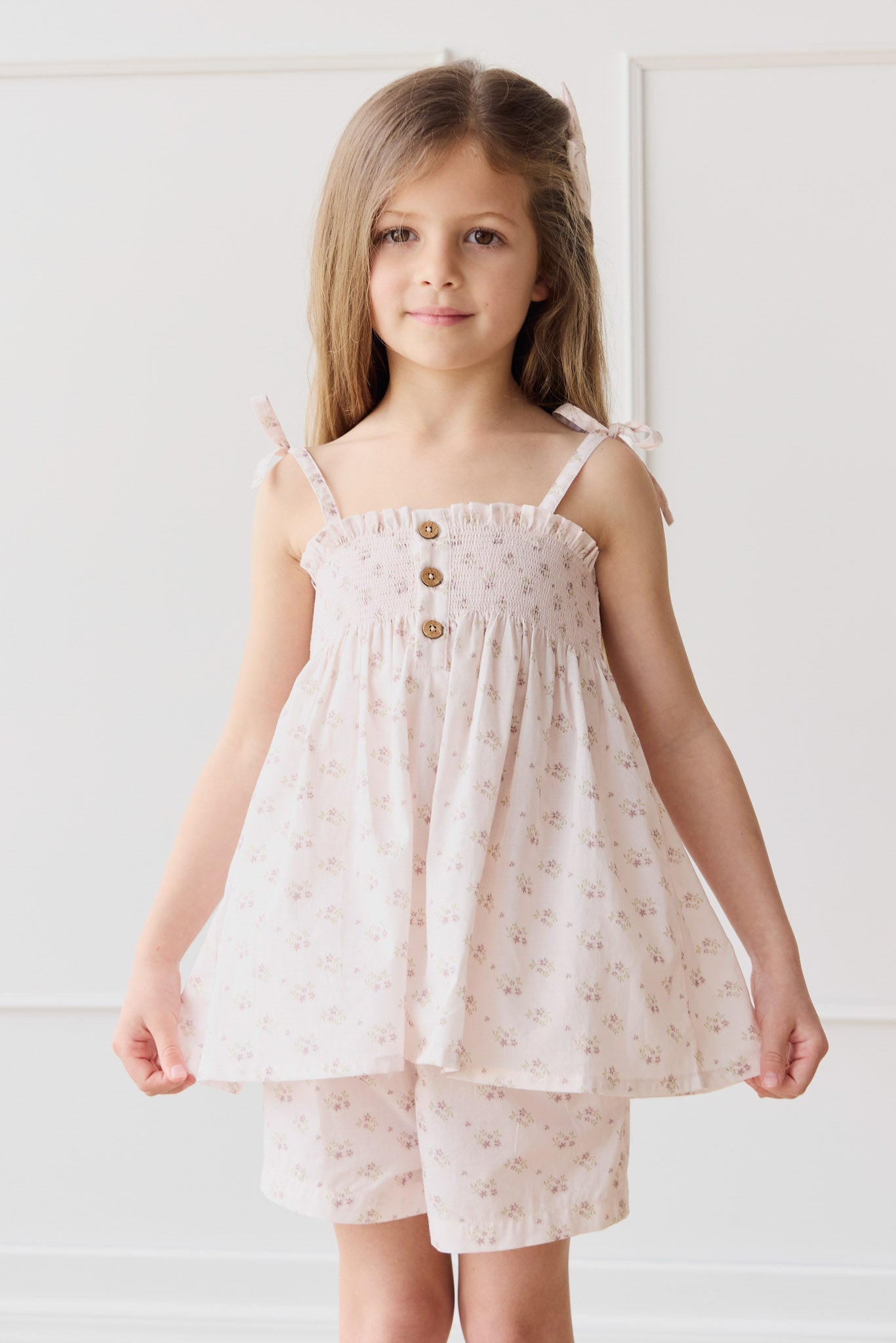 Organic Cotton Ellie Top - Rose Floral Pink