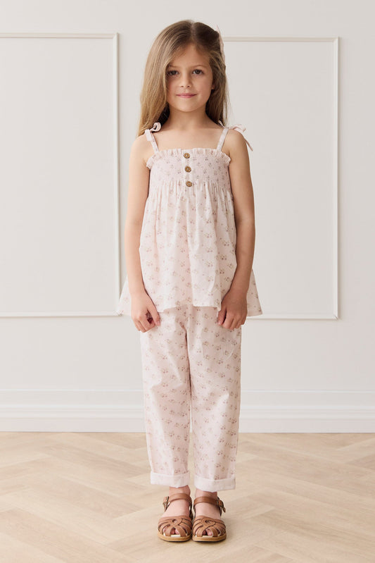 Organic Cotton Elodie Pant - Rose Floral Pink