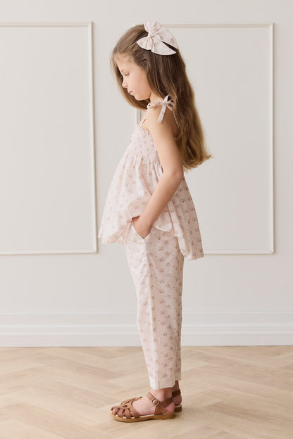 Organic Cotton Elodie Pant - Rose Floral Pink