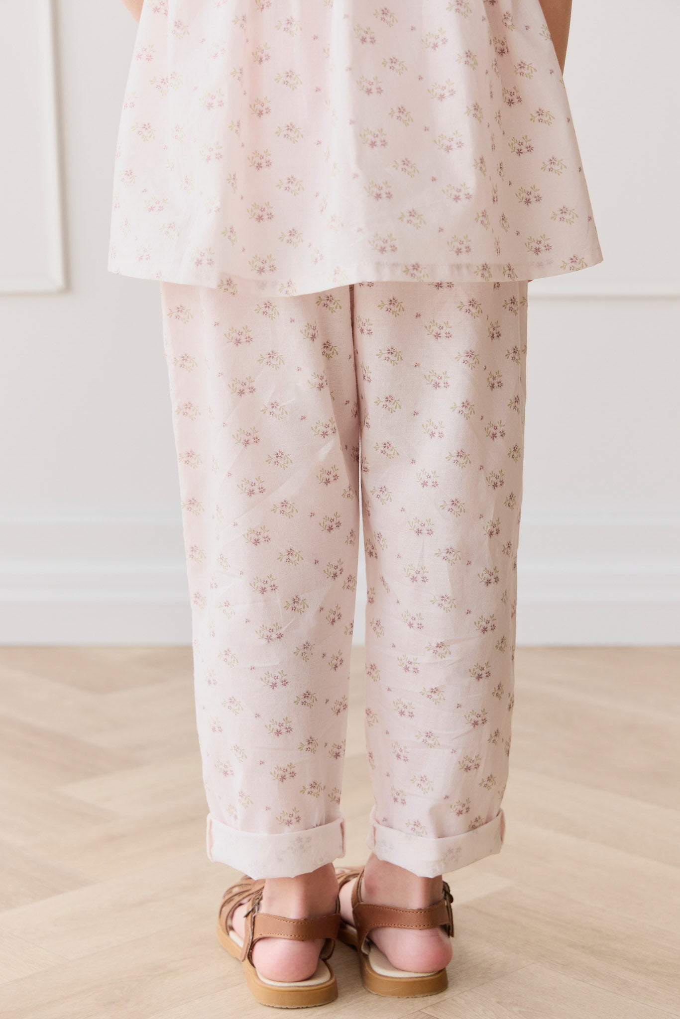 Organic Cotton Elodie Pant - Rose Floral Pink