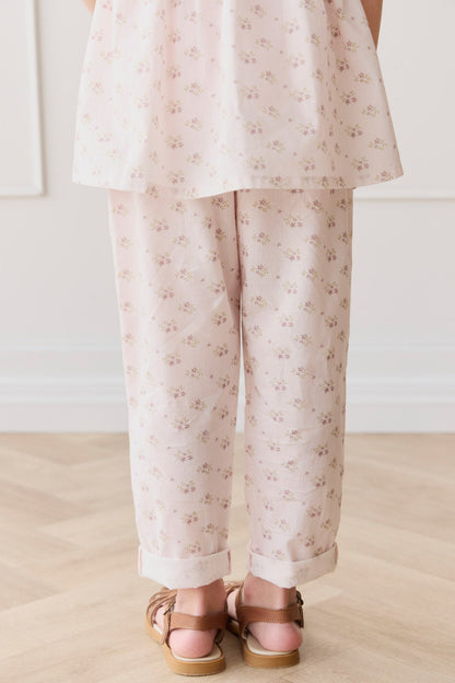 Organic Cotton Elodie Pant - Rose Floral Pink