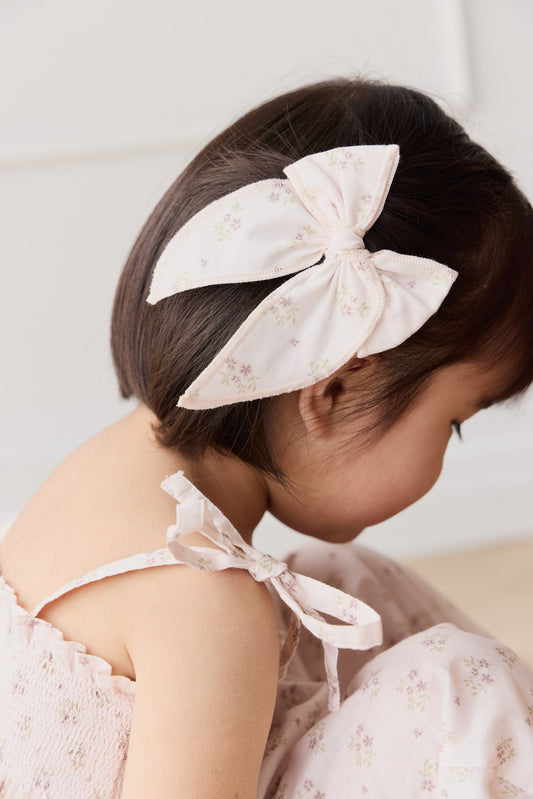 Organic Cotton Volie Bow - Rose Floral Pink
