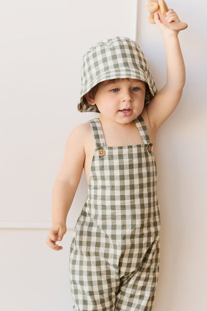 Organic Cotton Kingston Overall - Gingham Grape Leaf