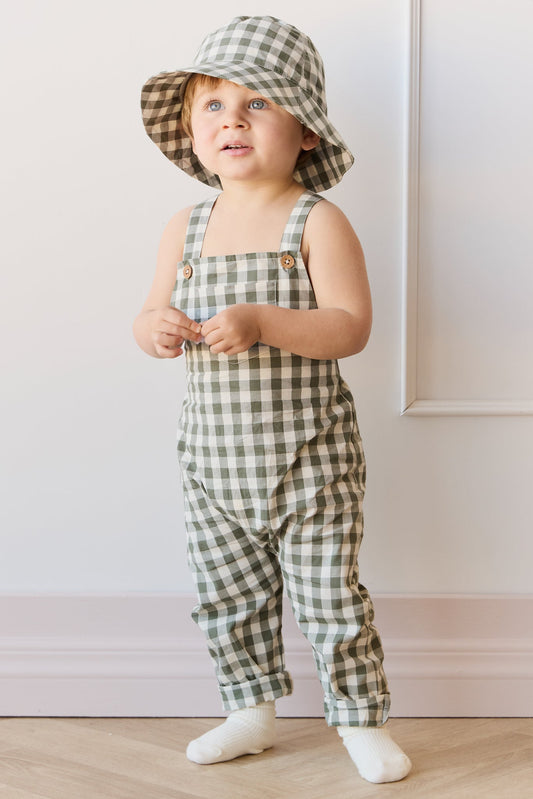 Organic Cotton Kingston Overall - Gingham Grape Leaf