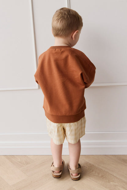 Organic Cotton Louis Short - Gingham Pale Khaki