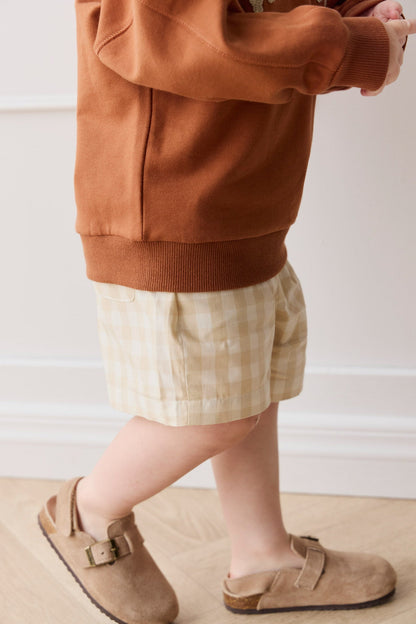 Organic Cotton Louis Short - Gingham Pale Khaki