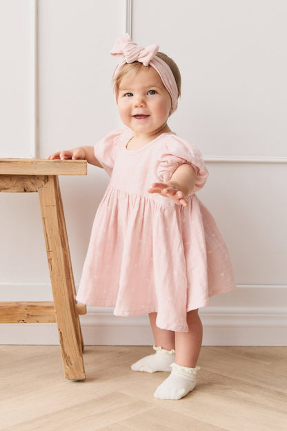 Organic Cotton Muslin Headband - Petite Heart Old Rose