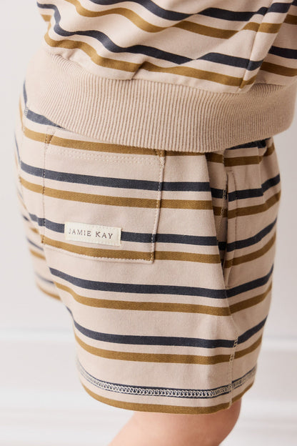 Organic Cotton Jalen Short - Raynor Stripe Pale Khaki