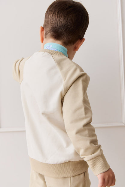 Organic Cotton Tao Sweatshirt - Biscuit/Cloud Bobbie Bear