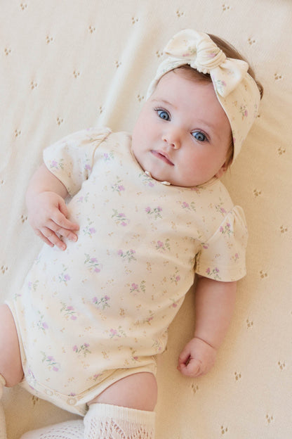 Organic Cotton Cap Sleeve Bodysuit - Thelma Orchid