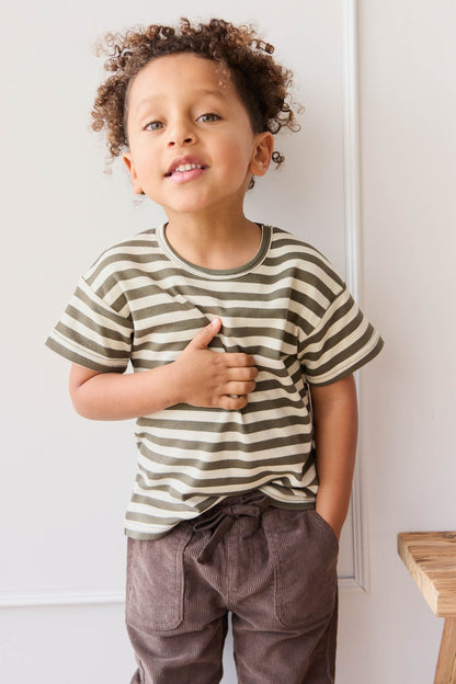 Pima Cotton Hunter Tee - Oliver Stripe Pinecone/Cassava