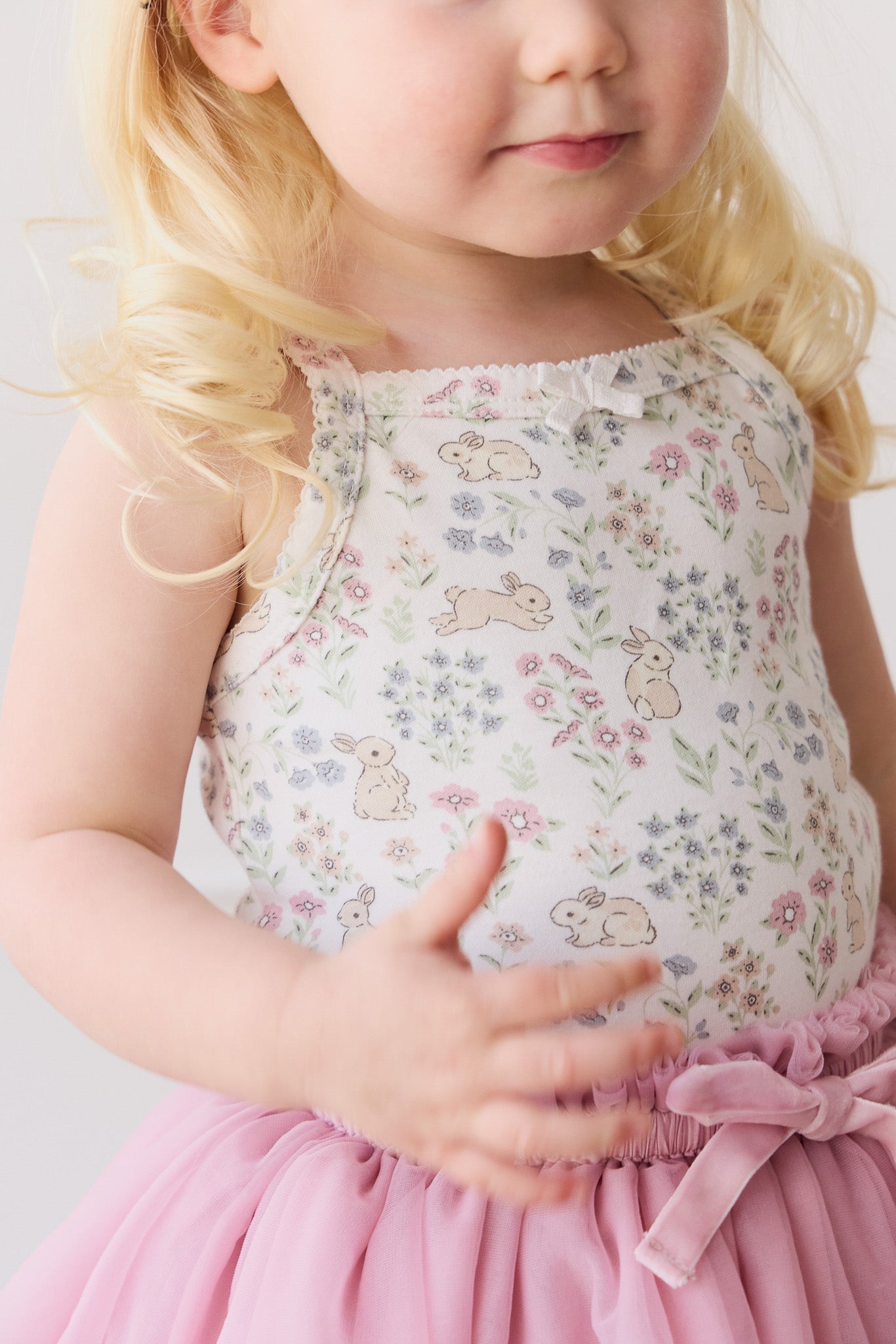 Organic Cotton Singlet - Penny's Egg Hunt Parisian Pink