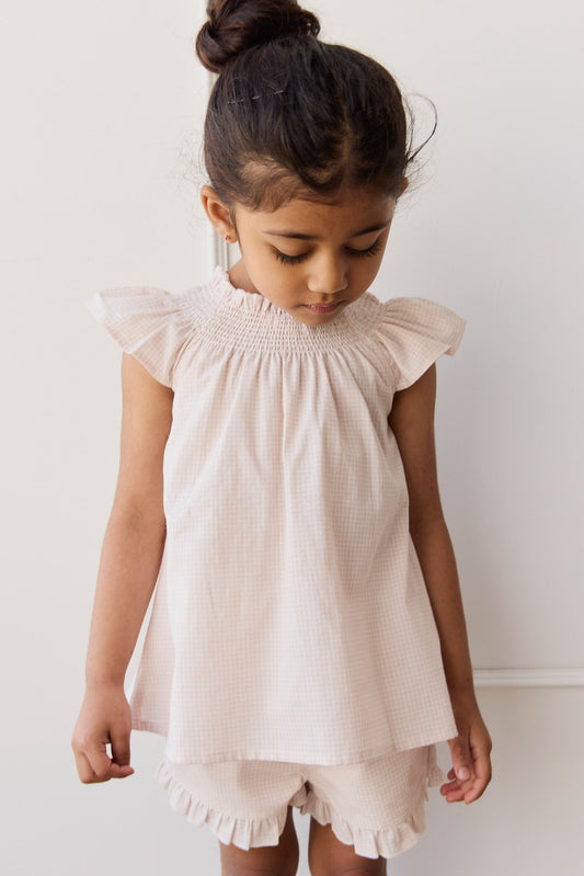 Organic Cotton Tamara Top - Mini Woven Gingham Violet