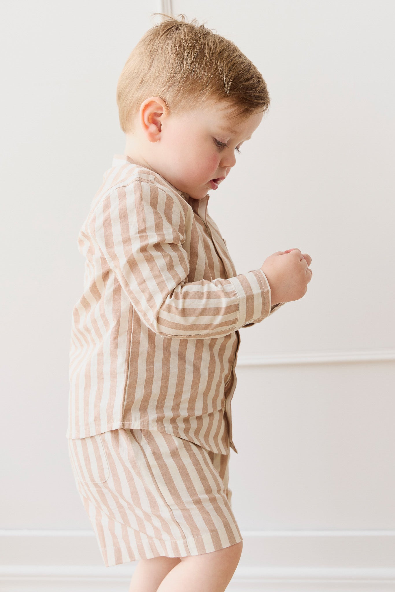 Organic Cotton Louis Short - Vertical Stripe Tiger/Cloud