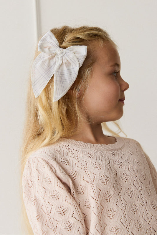 Organic Cotton Volie Bow - Marguerite Egret
