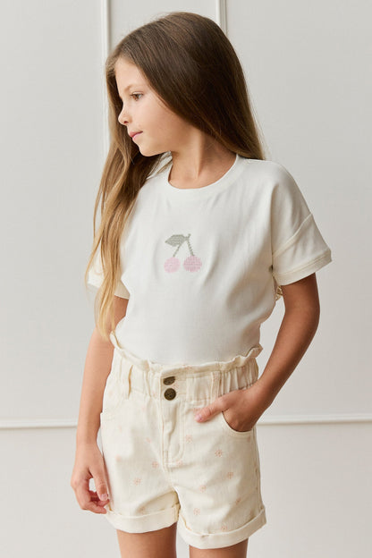 Pima Cotton Mimi Top - Parchment Petite Cerise
