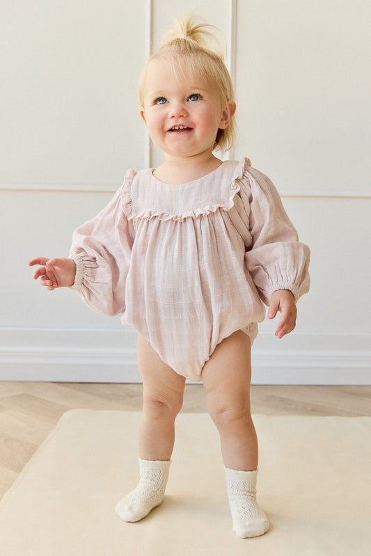 Organic Cotton Muslin Frances Playsuit - Pale Lilac