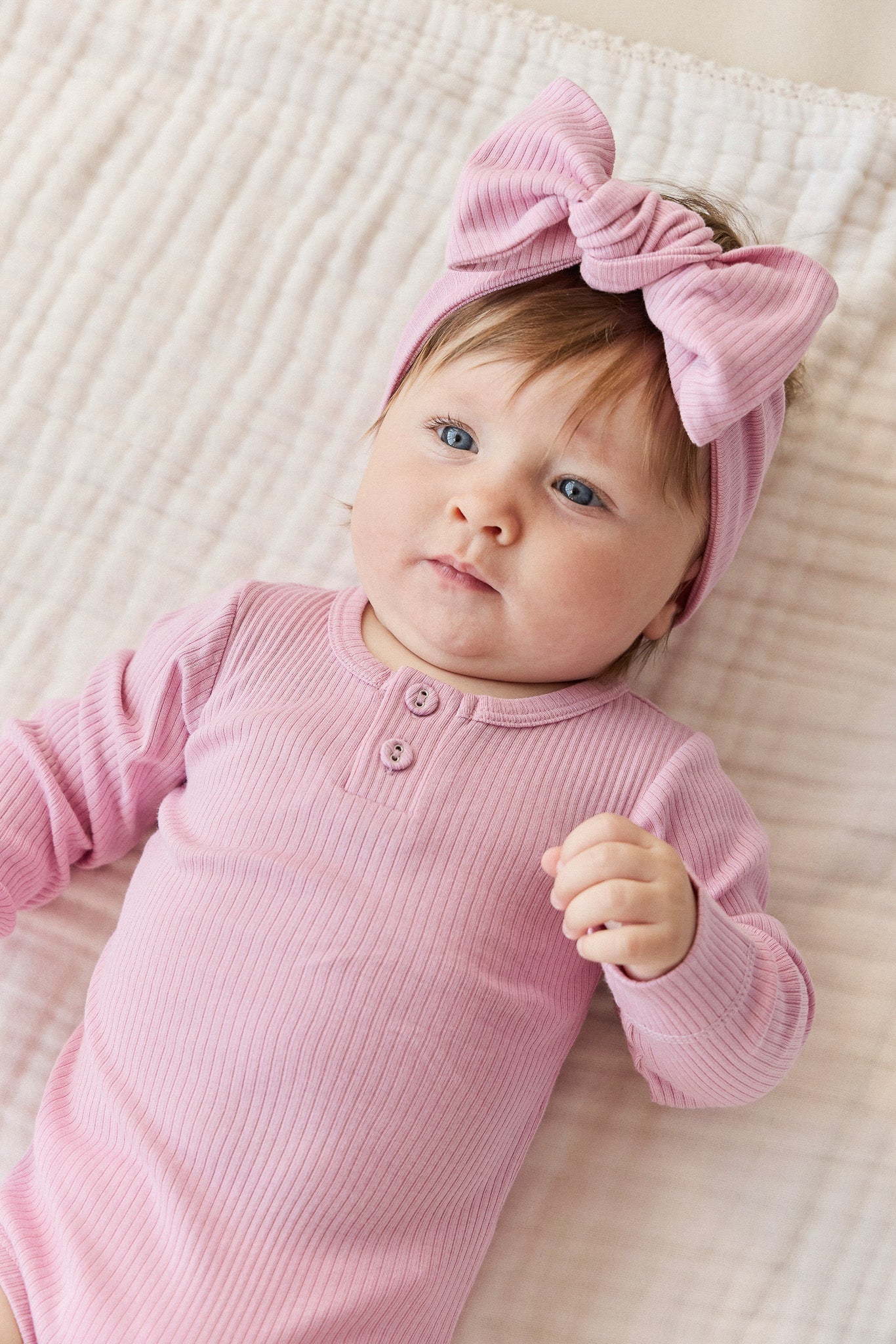 Organic Cotton Modal Long Sleeve Bodysuit - Dahlia