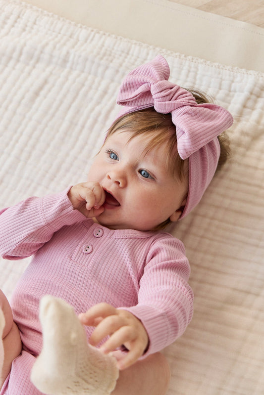 Organic Cotton Modal Long Sleeve Bodysuit - Dahlia