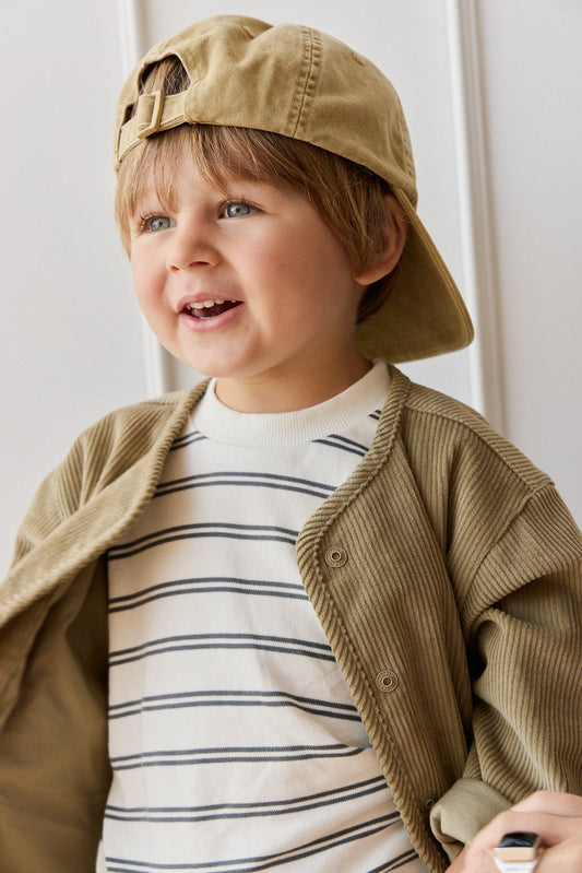 Pima Cotton Arnold Long Sleeve Top - Dual Stripe Atlantic/Cloud